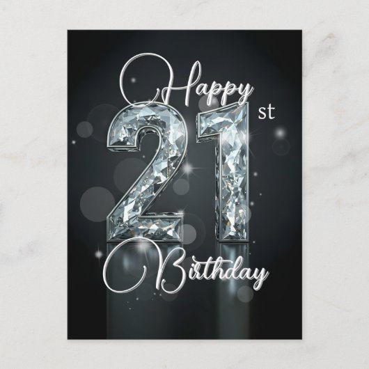 Carte Postale Élégant Sparkling Diamond-Encrusted 21e anniversai (Devant)