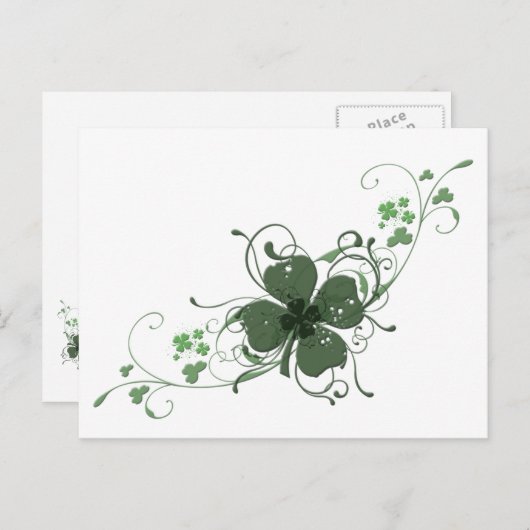 Carte Postale Elégant St. Patrick's Day Shamrock Design Art (Devant / Derrière)