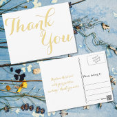 Carte Postale Élégant Style Faux Or Script Blanc Merci