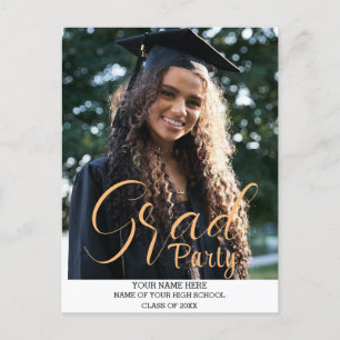 Carte Postale Élégant stylish Gold Grad Party Script