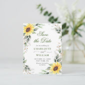 Carte Postale Elégant Sunflower Verdure Mariage Enregistrer la d (Debout devant)