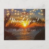 Carte Postale Elégant Sunset Palm Beach Mariage d'été Merci (Devant)