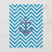 Carte Postale Elégant thème nautique avec Ancre (Devant)