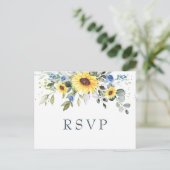 Carte Postale Elégant tournesol Eucalyptus mariage floral RSVP (Debout devant)