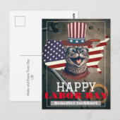 Carte Postale Elegant travailleur solidaire Fête du Travail avec (Devant / Derrière)