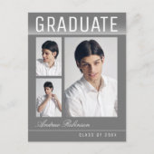Carte Postale Élégant Trendy Chic 3 Photo Grey Graduation (Devant)