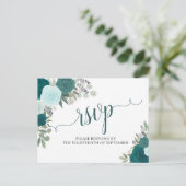 Carte Postale Elégant Turquoise Aquarelle Roses mariage RSVP (Debout devant)