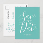 Carte Postale Élégant Turquoise Enregistrer La Date Printemps Ma (Devant / Derrière)