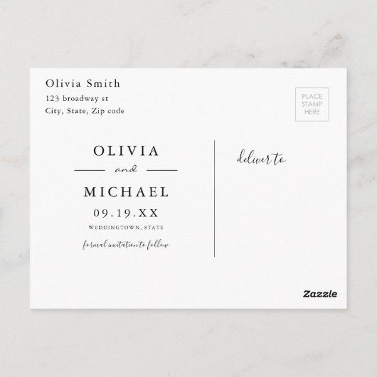 Carte Postale Elégant vert bois comté rustique enregistrer la da (Dos)