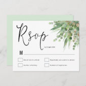 Carte Postale Elégant Vert Eucalyptus Script Mariage RSVP (Devant / Derrière)