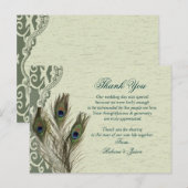 Carte Postale élégant vintage pays vert paon merci (Devant / Derrière)