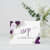 Carte Postale Elégant violet aquarelle Roses mariage RSVP (Debout devant)