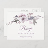Carte Postale Élégant violet hiver Floral Engagement Party RSVP (Devant / Derrière)