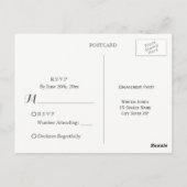 Carte Postale Élégant violet hiver Floral Engagement Party RSVP (Dos)