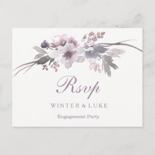 Carte Postale Élégant violet hiver Floral Engagement Party RSVP