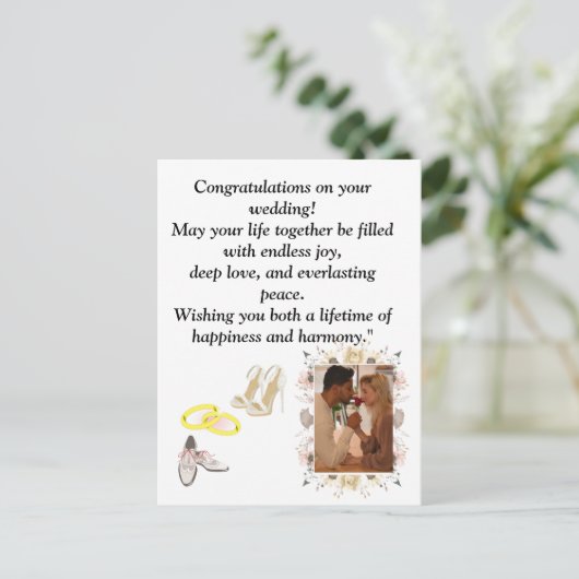 Carte Postale Elegant Wedding Congratulations Card | Romantic Fl (Debout devant)