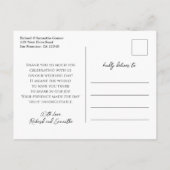 Carte Postale Elegant Wedding Script Thank You Photo (Dos)