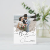 Carte Postale Elegant Wedding Script Thank You Photo (Debout devant)