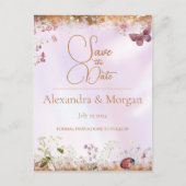 Carte Postale Élégant Whimsical Wildflower rose Enregistrer la d (Devant)