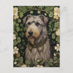 Carte Postale Elégant Wolfhound Irlandais Avec Shamrocks