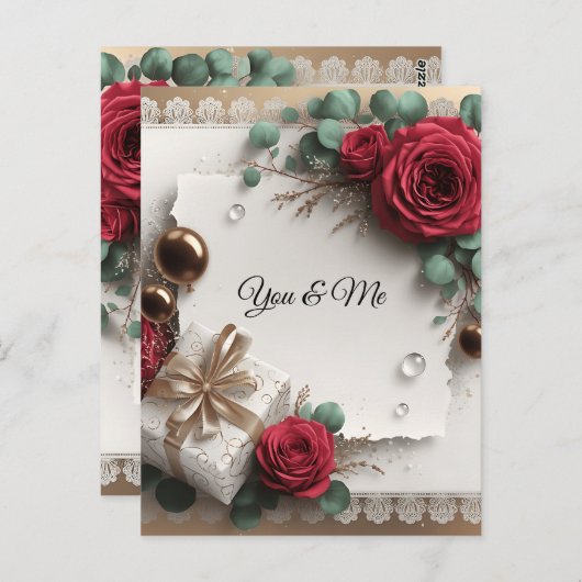 Carte Postale Elegant “You & Me” Gold Cursive Flat Greeting Card (Devant / Derrière)