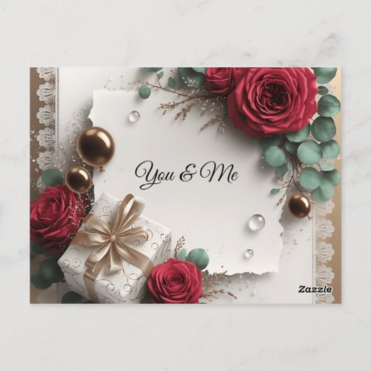 Carte Postale Elegant “You & Me” Gold Cursive Flat Greeting Card (Dos)