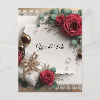 Carte Postale Elegant “You & Me” Gold Cursive Flat Greeting Card