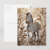 Carte Postale Elegant Zebra William Morris inspired  (Devant / Derrière)