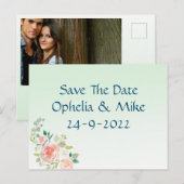 Carte postale élégante à motif floral menthe pour  (Devant / Derrière)