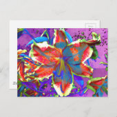 Carte Postale Elégante aquarelle abstraite rétro rouge bleu (Devant / Derrière)