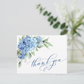 Carte Postale Elégante aquarelle bleu Hydrangea Merci de fleurs (Debout devant)