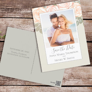 Carte Postale Elégante aquarelle Blush Floral Calligraphie Photo