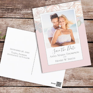 Carte Postale Elégante aquarelle Blush Floral Calligraphie Photo