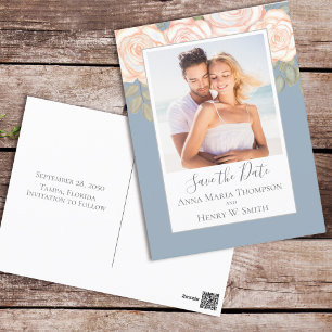 Carte Postale Elégante aquarelle Blush Floral Calligraphie Photo