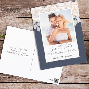 Carte Postale Elégante aquarelle Blush Floral Calligraphie Photo