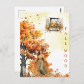 Carte Postale Elégante aquarelle d'automne chute Feuille chute h (Devant / Derrière)