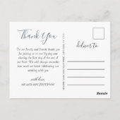 Carte Postale Elégante aquarelle Dusty Blue Foliage Merci (Dos)