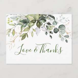 Carte Postale Elégante aquarelle Eucalyptus Merci vert