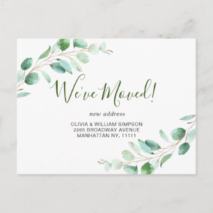 Carte Postale Elégante aquarelle Eucalyptus Moving Faire-part