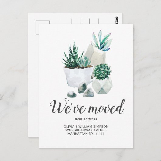 Carte Postale Elégante aquarelle Faire-part de déplacement succu (Devant / Derrière)