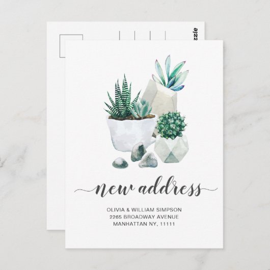 Carte Postale Elégante aquarelle Faire-part de déplacement succu (Devant / Derrière)