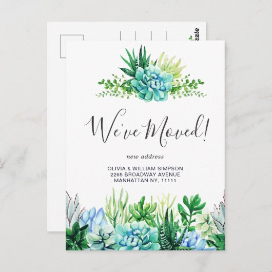 Carte Postale Elégante aquarelle Faire-part de déplacement succu (Devant / Derrière)