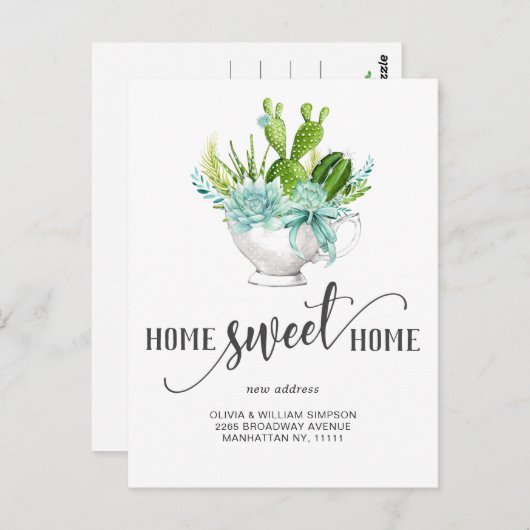 Carte Postale Elégante aquarelle Faire-part de déplacement succu (Devant / Derrière)
