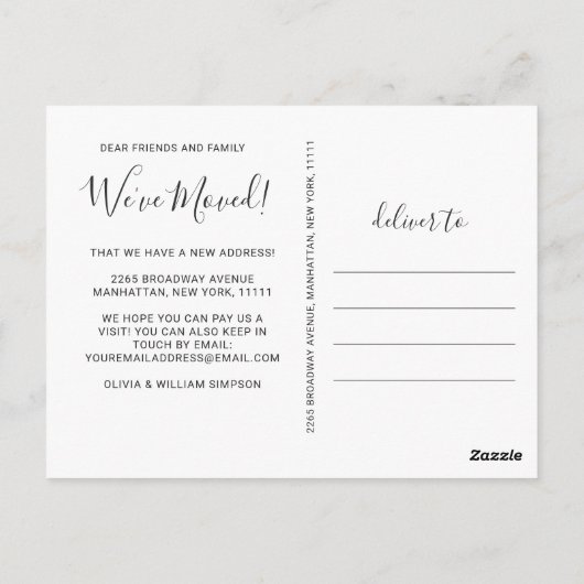 Carte Postale Elégante aquarelle Faire-part de déplacement succu (Dos)