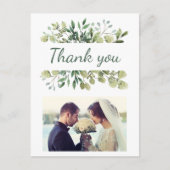 Carte Postale Elégante aquarelle Feuilles photo de mariage perso (Devant)