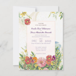 Carte Postale Elégante aquarelle Fleur sauvage Jardin Mariage