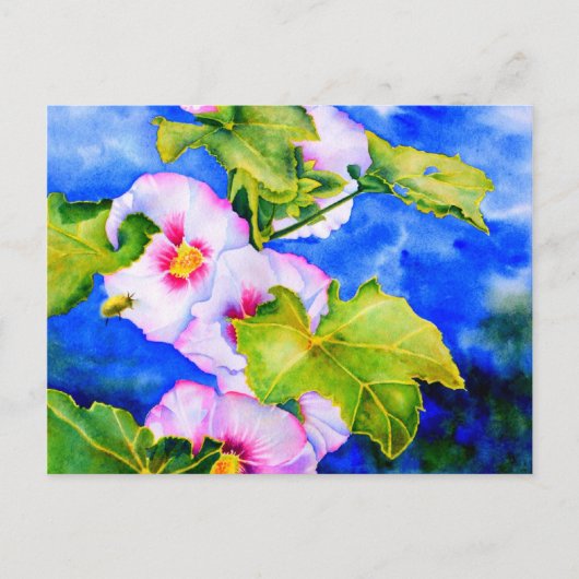 Carte Postale Elégante aquarelle Hollyhocks (Devant)
