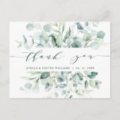 Carte Postale Elégante aquarelle Merci de feuillage vert (Devant)