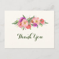 Elégante aquarelle Merci floral