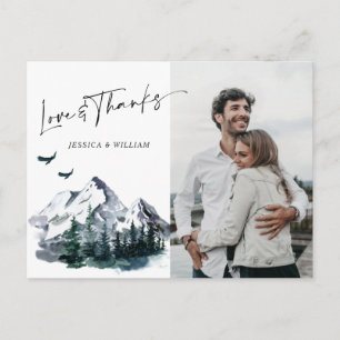 Carte Postale Elégante aquarelle Montagnes Merci photo